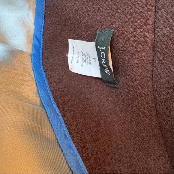 J. Crew Brown Lady day Coat with Blue Lining - Picture 8 of 8